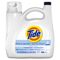 Tide - Détergent à lessive liquide HE - 3,9 L - Gratuit et doux-Sans colorants ni parfums pour une lessive douce pour votre peau et vos vêtements