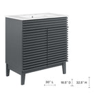 Modway - Render 30" Armoire à coiffeuse de salle de bain - Gris blanc-Étagère de rangement réglable