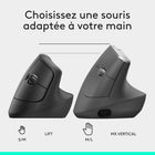 Logitech - Lift Souris Ergonomique Verticale - Graphite-La durée de la batterie peut varier selon son utilisation et les conditions de l'ordinateur.
