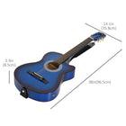 Soozier - Guitare Acoustique Électrique Classique Taille Réelle 38 Po, Finition Brillante Premium Avec Cordes - Bleu-Peut jouer différents styles de musique, y compris country, jazz, rock, etc