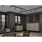 Manhattan Comfort - Rockefeller ensemble de commodes de chambre à coucher style milieu du siècle - blanc cassé et naturel - ensemble de 3-Choisissez le design de votre poignée lorsque le produit est chez vous Option pour une poignée découpée ou un look affleurant