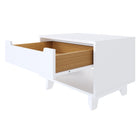 Nexera - Table de nuit Barista, 1 tiroir, Blanc-Façade de tiroir et pattes sculptées au fini laqué blanc mat