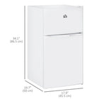 HOMCOM - Mini-réfrigérateur 3,2 pi³ avec congélateur et portes réversibles - blanc-Dispose de 2 étagères réglables, d’un bac à légumes et de balconnets de porte 