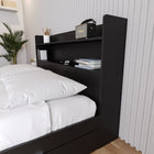 Nexera - Tête de lit de rangement Hunter Queen, Noir-Garantie incluse : Reposez-vous en toute tranquillité avec une garantie d'un an, offrant une assurance supplémentaire pour une mise à niveau élégante et fonctionnelle de votre chambre à coucher