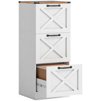 HOMCOM - Caisson à 3 tiroirs pour dossiers lettre/A4 - blanc-Présente un style ferme avec des panneaux en X, rehaussant la décoration de votre bureau à domicile 
