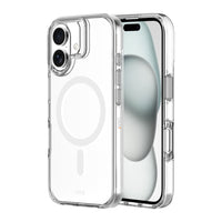 AXS - Crystal Shield Étui D3O fabriqué avec du plastique recyclé MagSafe compatible pour Apple iPhone 16 - Clear-Design minimaliste offrant une protection contre les chutes de 6 pieds