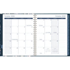 Mead - Agenda hebdomadaire/mensuel Caprice floral 2025 - 11 po H x 8 1/2 po l - Bleu - Bilingue-Un mois sur 2 pages avec des blocs quotidiens non lignés pour la planification ouverte, plus une section pour les notes et des calendriers de référence des mois passés / futurs