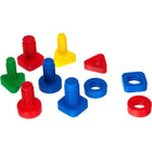 Miniland - MLE45303 Ensemble d'activités scolaires Nuts & Bolts - ensemble de 24 pièces-Les pièces colourées s'emboîtent et favorisent la compréhension des différentes directions, de la friction, des formes et de l'espace.