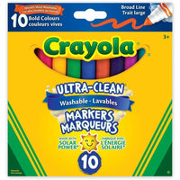 Crayola - Marqueur lavable ultra-propre - Pointe large - Couleurs assorties - Paquet de 10-Remplissez votre monde de couleurs avec des marqueurs de qualité