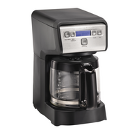 Hamilton Beach - Cafetière programmable compacte 12 tasses – Noir/Acier inoxydable-Se glisse facilement sous les placards de cuisine pour gagner de la place.