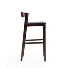 Manhattan Comfort - Klismos tabouret de bar moderne du milieu du siècle de 20" en similicuir noir et noyer foncé-Comprend un repose-pieds en métal doré