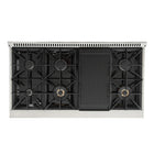 Kucht - 48 po Série KDF Cuisinière Pro Style à double combustible - Acier inoxydable/Noir-Les brûleurs scellés facilitent le nettoyage en empêchant les déversements de pénétrer dans la surface de cuisson