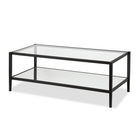 Hudson&Canal - Table basse rectangulaire Hera 45" de largeur avec étagère miroir - Bronze noirci-Un design contemporain moderne pour votre salon, votre bureau et plus encore