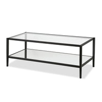 Hudson&Canal - Table basse rectangulaire Hera 45" de largeur avec étagère miroir - Bronze noirci-Un design contemporain moderne pour votre salon, votre bureau et plus encore