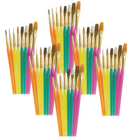 Creativity Street - Assortiment de pinceaux à peinture acrylique, couleurs et tailles assorties, 8 par paquet, 6 paquets-8 par paquet, vendu par 6 paquets, 48 ​​pinceaux au total