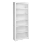 Prepac - Bibliothèque 6 étagères - Blanc-3 tablette réglable, 3 tablette fixe