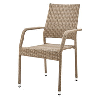 Manhattan Comfort - Fauteuil de salle à manger d'extérieur moderne Genoa 62 cm tressage naturel tan-Fauteuil d'extérieur moderne monobloc pour usage sur terrasse