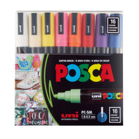 Posca - Marqueurs de peinture à base d'eau - Pointe moyenne réversible (1,8-2,5 mm) - Couleurs assorties - paquet de 16-Marqueurs de peinture à base d'eau adaptés à la plupart des projets artistiques et artisanaux sur plus de 50 surfaces, y compris le bois, le verre, le métal, le plastique, la céramique, le cuir et plus encore.