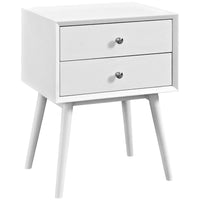Modway - Dispatch Table de chevet, Blanc-Table de chevet de style moderne du milieu du siècle