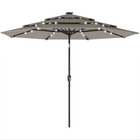 Outsunny - Parasol de patio avec lumières solaires et housse - 9,3 pi - gris-Parasol d'extérieur de 9,3 pi pour offrir de l'ombre et vous protéger du soleil