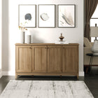 Prepac - Table console à portes 4 panneaux Yaletown 60 po avec rangement, buffet de rangement - Chêne naturel-L'armoire de rangement profonde offre plus d'espace : l'armoire de 16 po de profondeur offre 34 % d'espace de rangement en plus que les armoires de rangement standard, tandis que les étagères de l'armoire peuvent supporter jusqu'à 20 lb et le haut de l'armoire peut contenir jusqu'à 70 lb