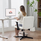 HOMCOM - Fauteuil de bureau large à croisillons avec accoudoirs - sans roulettes - beige-Base croisée en métal et pieds antidérapants pour une meilleure stabilité 