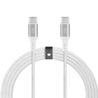 LOGiiX - Piston Connect Braid Eco USB-C vers USB-C - Argent Blanc-Câble USB-C vers USB-C écologique de 1,5 m (*4,92 pieds) en partenariat avec #tide.