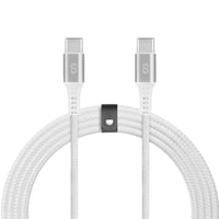 LOGiiX - Piston Connect Braid Eco USB-C vers USB-C - Argent Blanc-Câble USB-C vers USB-C écologique de 1,5 m (*4,92 pieds) en partenariat avec #tide.