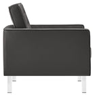 Modway - Loft Touffe Cuir végane Fauteuil et ensemble ottoman - Gris argenté-Pieds tubulaires en acier inoxydable