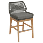 Modway - Wellspring Terrasse extérieure Teck et corde Tabouret de comptoir - Graphite gris-Finition du bois naturel