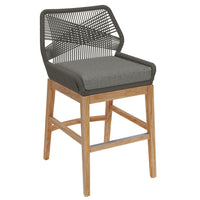 Modway - Wellspring Terrasse extérieure Teck et corde Tabouret de comptoir - Graphite gris-Finition du bois naturel