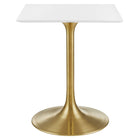 Modway - Lippa 24 po Carré Bois Table à manger, Or Blanc-Table à manger moderne