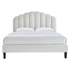 Modway - Daisy Performance Velvet Lit de plateforme complet, Gris clair-Revêtement en velours de performance
