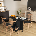 HOMCOM - Table à manger pliante à roulettes avec rallonge, tiroirs et armoire de rangement pour 4-6 personnes - noir-Se plie en une unité petite et compacte pour économiser de l'espace lorsqu'il n'est pas utilisé 