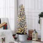 HOMCOM - Arbre de Noël artificiel floqué enneigé de 5 pieds avec lumières-L'éclairage LED blanc chaud offre une lueur chaleureuse et accueillante 