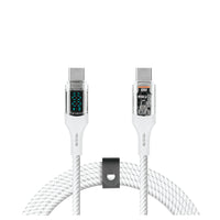 LOGiiX - Piston Connect Cristal 1,5M 100W - Blanc-Câble USB Type-C® transparent de 1,5m, 100W, avec affichage numérique