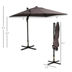 Outsunny - Parasol carré suspendu déporté 8 pi L x 8 pi l avec rotation à 360°, brun clair-Le mât robuste en aluminium et les baleines en acier soutiennent une toile en polyester résistante aux UV pour une utilisation durable en extérieur  