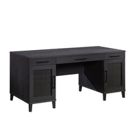 Sauder - La Collection Tiffin Line Bureau ministre - Finition Raven Oak-La moulure rabattable révèle une étagère coulissante pour clavier/souris