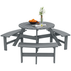 Outsunny - Ensemble table de pique-nique avec bancs et trou pour parasol pour 6 personnes - gris-Table avec 3 bancs intégrés pour 6 personnes pour profiter de l'extérieur