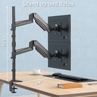 SHOPPINGALL Bras de moniteur extra-long à double vérin à gaz, empilé verticalement, pour écrans 15"-32"  - SA-GA24L-Noir-9