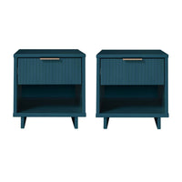 Manhattan Comfort - Table de nuit moderne Granville 18,11" à 1 tiroir - Bleu Minuit - Lot de 2-Moderne-contemporain avec une touche de glamour - Table de nuit pour chambre et salon, lot de 2