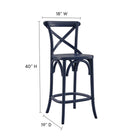 Modway - Gear Tabouret de comptoir - Bleu Minuit-Construction en bois d’orme