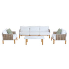 Manhattan Comfort - Ensemble de conversation de patio moderne Vine 4 pièces - Crème - Lot de 4-Ensemble de conversation d'extérieur moderne 4 pièces avec 2 fauteuils, 1 canapé et 1 table basse