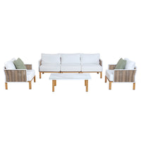 Manhattan Comfort - Ensemble de conversation de patio moderne Vine 4 pièces - Crème - Lot de 4-Ensemble de conversation d'extérieur moderne 4 pièces avec 2 fauteuils, 1 canapé et 1 table basse