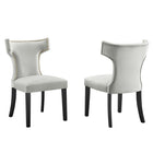 Modway - Curve Performance Velvet Chaises de salle à manger Ensemble de 2 - Gris clair-Cadre en bois massif