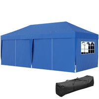 Outsunny - Tente gazébo de réception d'extérieur à pliage facile 10 pi l x 20 pi L - Bleu-Tente de fête 10x20 avec 6 parois amovibles, idéale pour les événements en extérieur, comme les barbecues, marchés aux puces, etc
