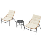 Manhattan Comfort - Ensemble de conversation moderne Sunset pour patio, 3 pièces - Crème - Lot de 3-Cadre en acier résistant à la rouille idéal pour l'extérieur