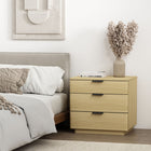 Manhattan Comfort - Table de nuit moderne Payton 26" - Chêne naturel et noir-Comprend 3 tiroirs avec extension de 0,75