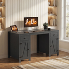 HOMCOM - Bureau exécutif style ferme 53 po avec tiroirs et 2 armoires - grain de bois noir-Plusieurs tiroirs et armoires offrent un espace de rangement généreux pour une organisation optimale