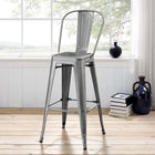 Modway - Promenade Métal Tabouret de bar - Gunmetal-Acier revêtu de poudre